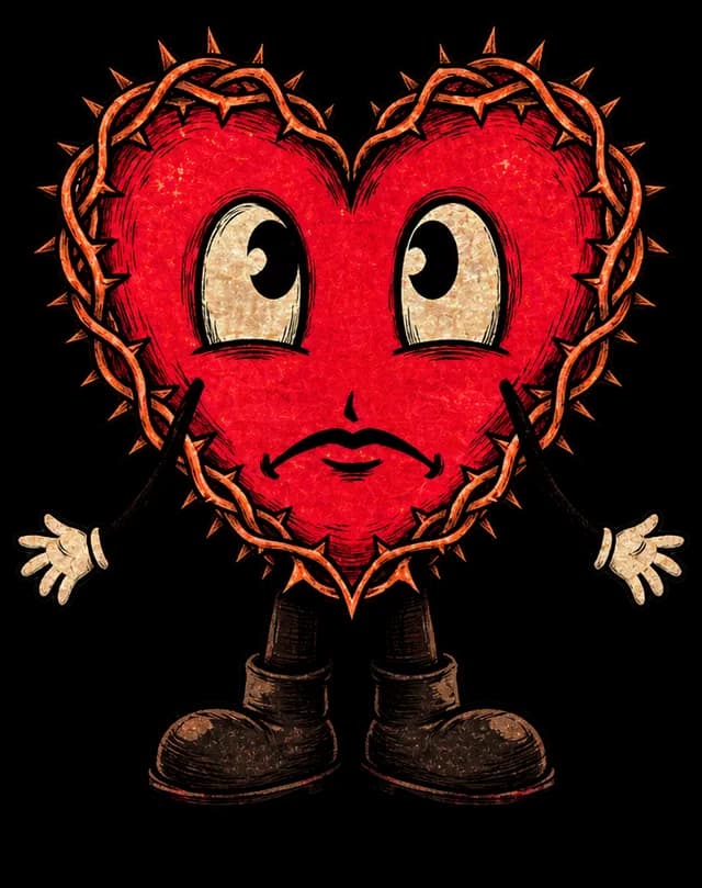THE LOVER: a red heart in a crown of thorns